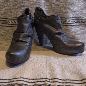 G By Guess Dark Silver Heeled Ankle Boots